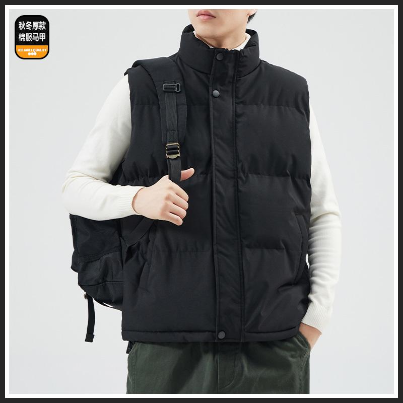 马甲男士冬季新款外穿保暖加绒坎肩无袖加厚棉衣潮牌羽绒棉服背心