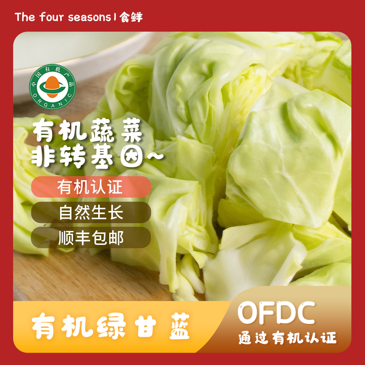 有机绿甘蓝圆白菜新鲜蔬菜配送通过有机认证大头菜卷心菜蔬菜沙拉