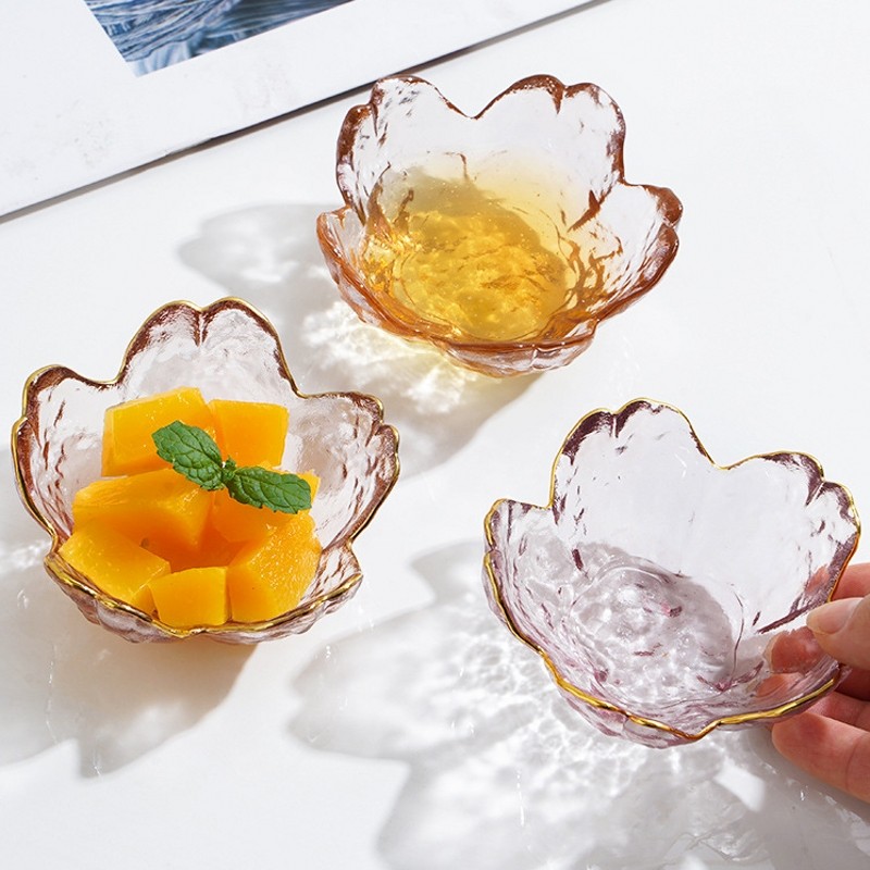 日式锤目纹粉色樱花玻璃味碟酱料碟小碟子醋碟火锅调料蘸料碟子