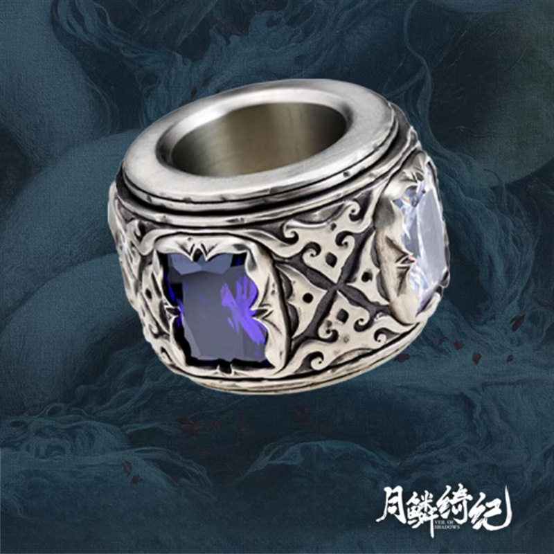 现货可旋转异色宝石月鳞绮纪驭灵戒寄灵龙神戒指宽版指环