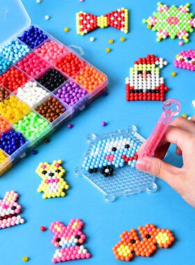 T拼豆豆手工diy套装水雾魔法珠摩珠水粘珠儿童拼珠神奇水雾魔珠