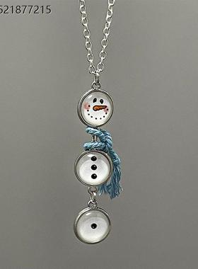 x【红薯推荐】雪人纽扣项链女秋冬毛衣配饰高级感轻奢小众2025新