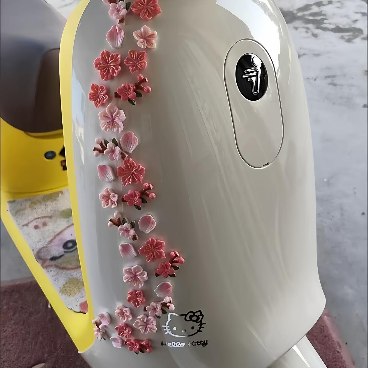 A新款桃花车内饰品摆件可爱花朵立体车载中控屏幕摆饰电动车小装