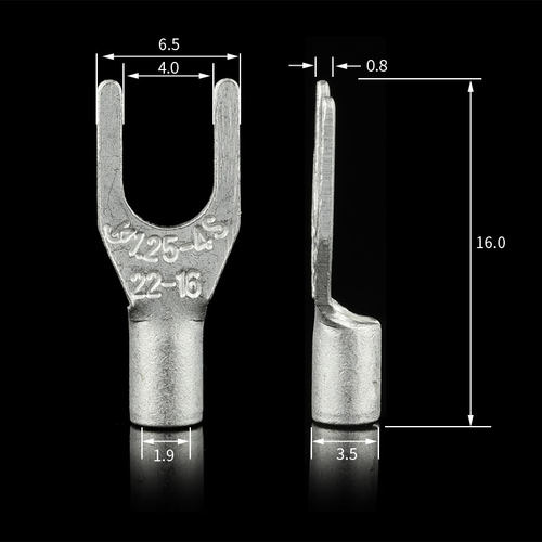国标A级 叉型裸端头SNB1.25-4 U型冷压接线端子紫铜焊接 1000只
