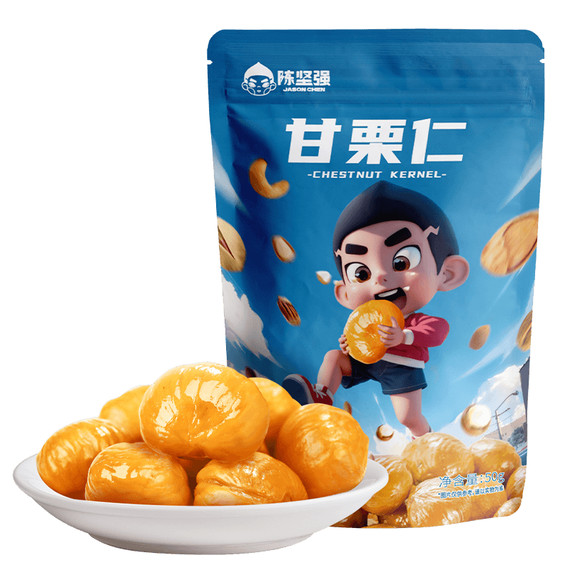 【推荐】陈坚强即食板栗仁50g*10袋熟栗子休闲食品N 零食/坚果/特产 即食板栗 原图主图