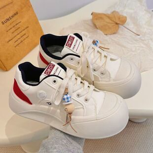 女鞋小白鞋女款学生女生百搭增高鞋子初中生板鞋面包鞋厚底大头鞋