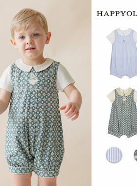 Happyology英国儿童连体衣春夏季婴儿纯棉包屁衣初生宝宝短袖哈衣