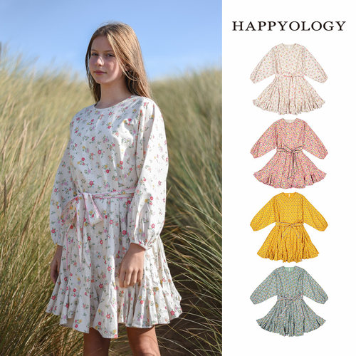 Happyology英国亲子装成人装连衣裙有机棉碎花英伦裙子长袖连身裙