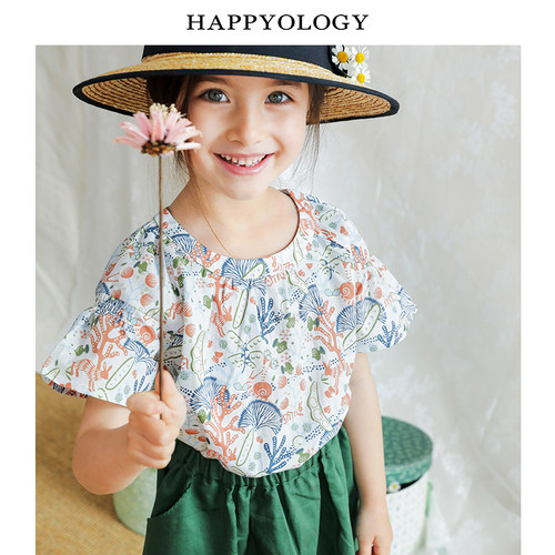 Happyology英国女童短袖印花衬衫