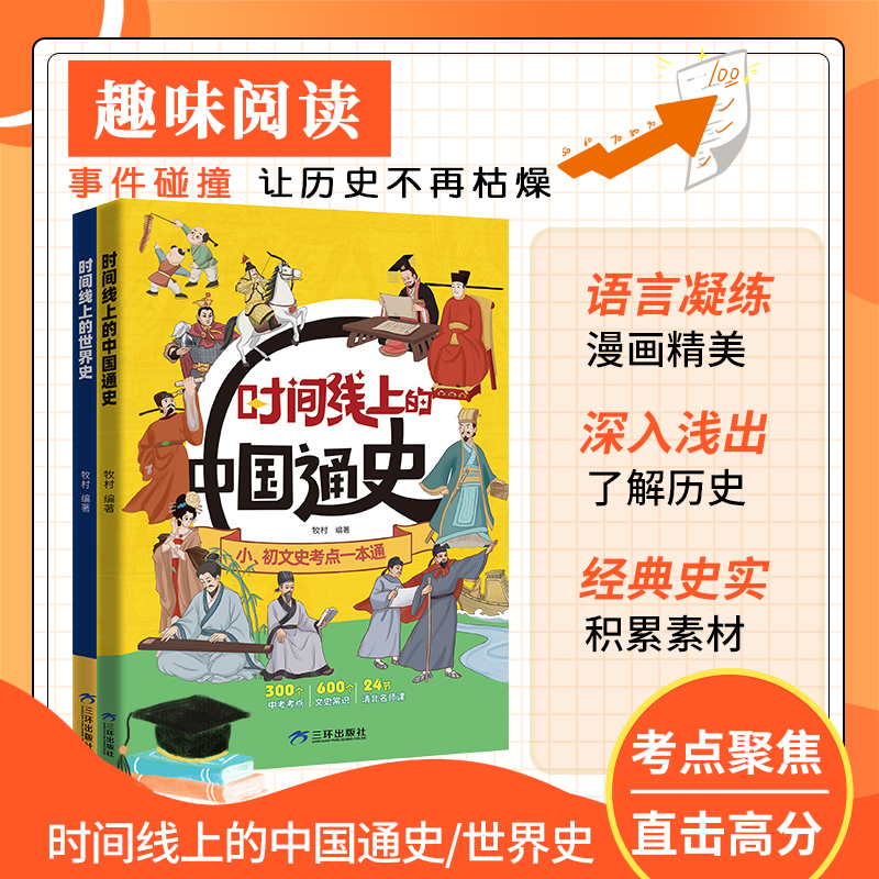 时间线上的中国通史+世界史 人类简史全球通史小初文史考点一本通中考考点文史常识清北名师课小学初中近代史世界史课外阅读书籍