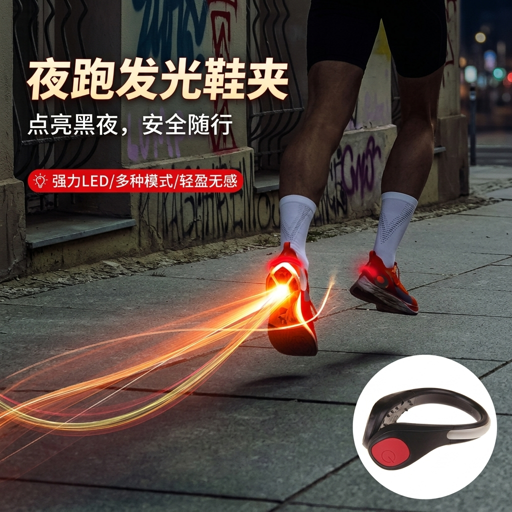 发光LED跑步脚环骑行整备运动警示信号灯户外荧光酷炫夜光鞋夹灯