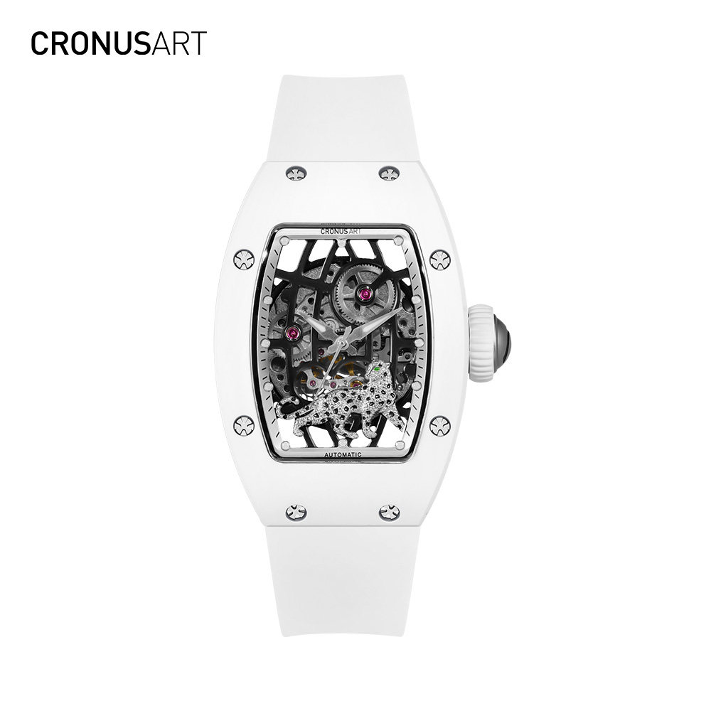 CRONUSART克洛斯酒桶型陶瓷女款机械腕表时尚潮流全自动女士手表
