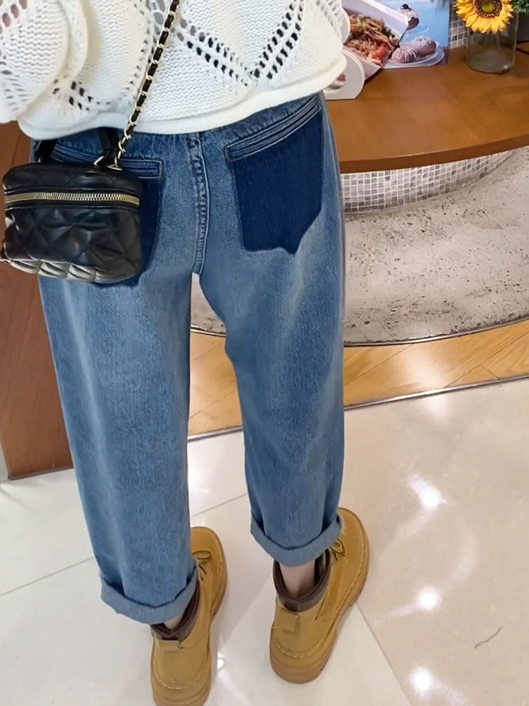 DENIM HAREM PANTS WOMENS HIGH-WAISTED LOOSE DADDY PANTS WOMENS SPRING AND AUTUMN CLOTHES 2023 NEW DESIGN SENSE SMALL PANTS