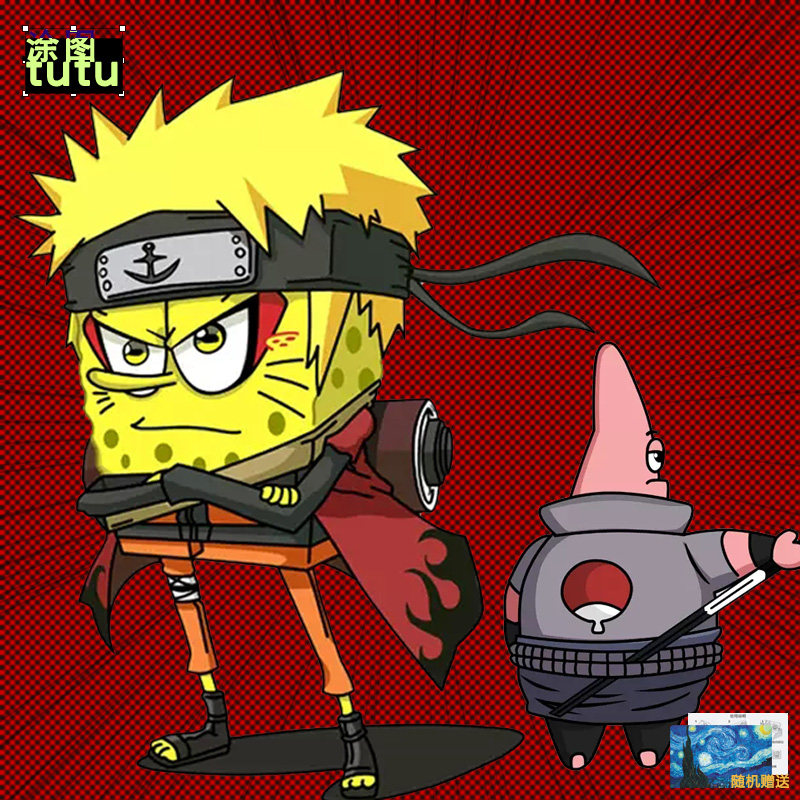 海绵宝宝联名火影忍者二次元卡通创意反光汽车贴纸电动车反光车贴