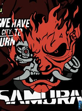 赛博朋克cyberpunk2077武侍乐队Samurai故障反光汽车电动车贴纸