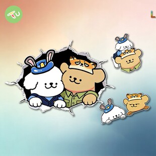 创意线条小狗朱cos迪卢克汽车三角窗装饰反光车贴车窗划痕遮挡