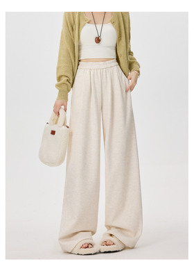 白色糯米裤女2025新款秋季直筒休闲裤小个子垂感慵懒宽松阔腿