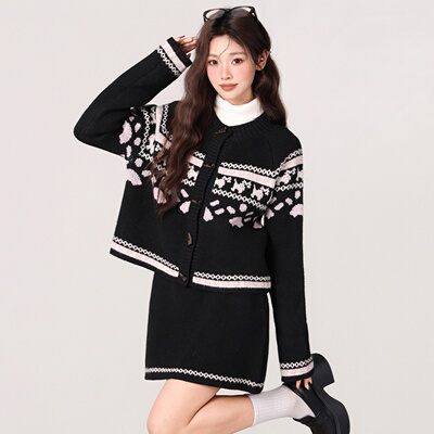 小香风费尔岛毛衣长袖开衫加厚打底衫内搭秋冬新款宽松外套上衣女