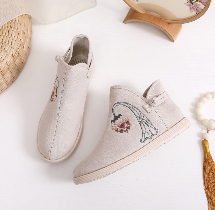 秋冬老北京棉靴布鞋中帮盘扣鞋古风禅意民族风绣花鞋