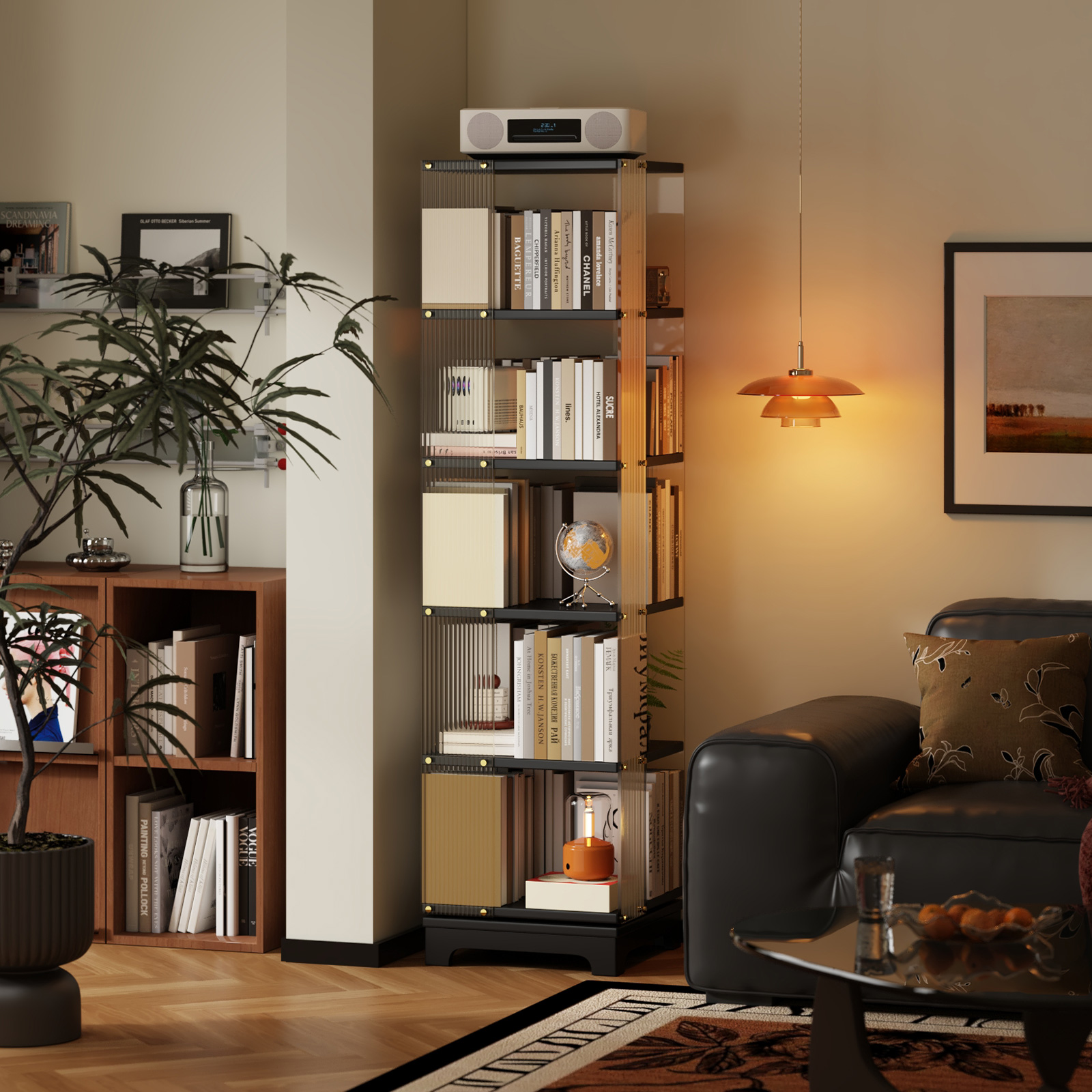 旋转书架360度实木落地可移动