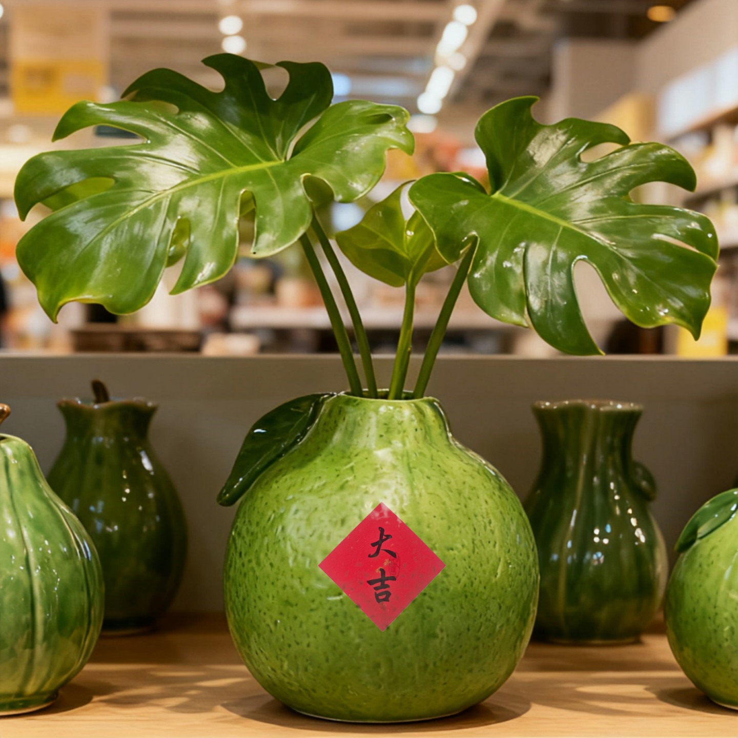 仿橘子陶瓷花瓶摆件客厅插花