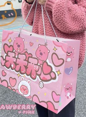 卡通涂鸦可爱礼品袋露比加厚loppy高颜值大容量手提袋礼物包装袋