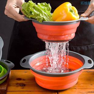 Strainer Bowl Outdoor Silicone Folding Camping Tableware