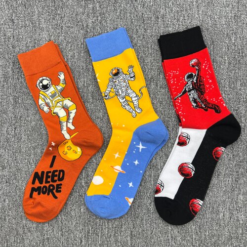 happysocks太空人男士纯棉中筒袜