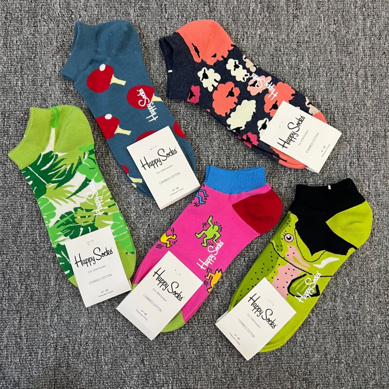 happysocks男袜子多巴胺彩色短袜