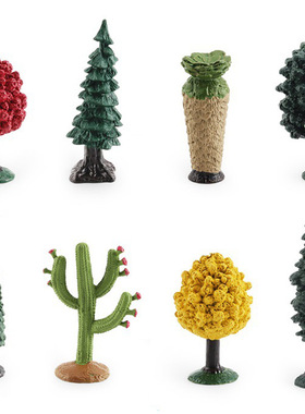 仿真实心树木套装枫树榆树杜松仙人掌红杉树桌面静态摆件模型