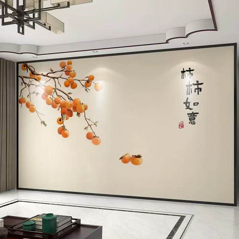 中式刺绣墙布3d立体花鸟卧室床头客厅沙发电视背景墙壁布酒店壁画