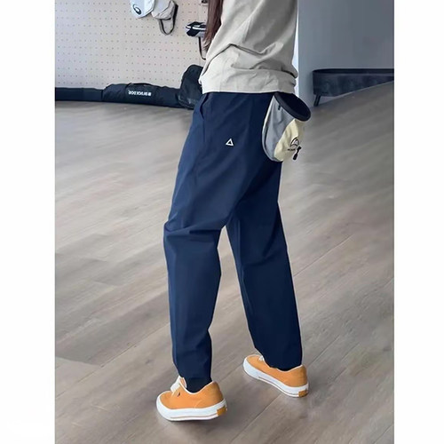 藏青色软壳防水冲锋裤男直筒休闲长裤微锥机能工装裤子户外登山裤