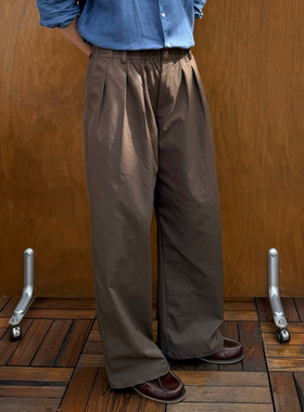 Point lamp日系复古设计感褶皱休闲裤男女潮牌宽松直筒拖地阔腿裤