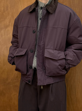 Point lamp日系复古工装翻领夹克棉服男女宽松加厚保暖棉衣外套