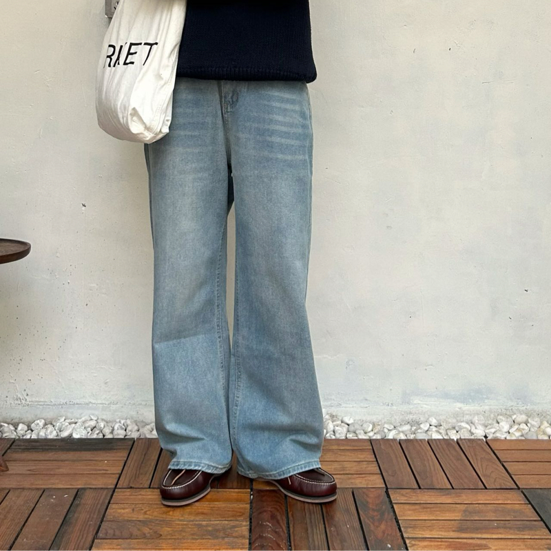 PL秋季日系复古做旧水洗牛仔裤