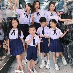泰国泰式儿童校服女童jk套装夏季幼儿园中小学生学院风毕业照班服