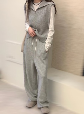 杭州四季青 秋冬新款elephan 设计款拉链立领针织背心马甲 女