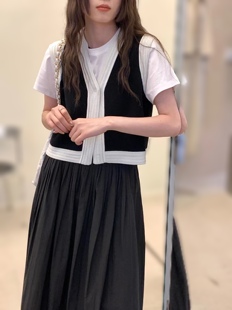 杭州四季青 秋冬新款elephant 显瘦高定撞色边针织马甲 女