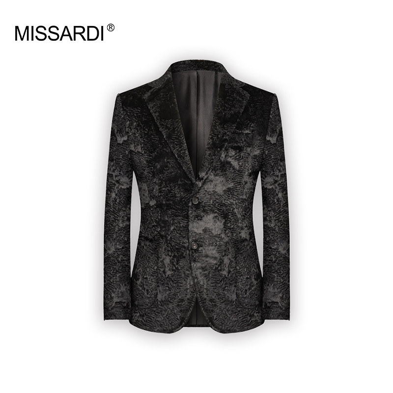 MISSARDI米纱迪 意式裂纹压花醋酸提花意大利设计师款时尚西服