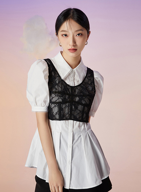 Lucidy/鲁思蒂无袖衬衫女2022夏季新品纯色通勤简约背带开衫衬衣