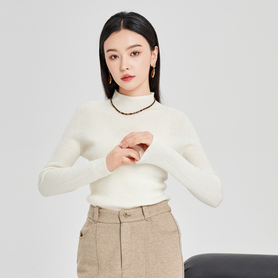 鲁思蒂长袖绵羊毛针织衫打底衫