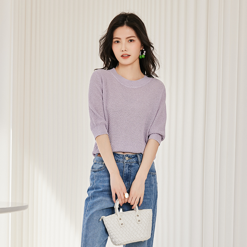 圆领中袖针织衫Lucidy/鲁思蒂