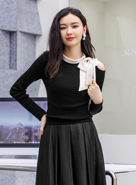 Lucidy/鲁思蒂长袖针织衫女2024新款春秋时尚休闲小个子套头上衣