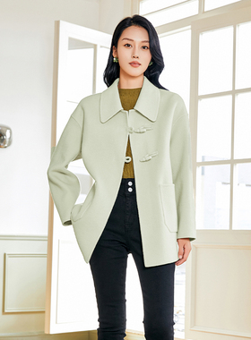 Lucidy/鲁思蒂羊毛双面呢大衣女2024新款秋冬嘉兴中长款毛呢外套