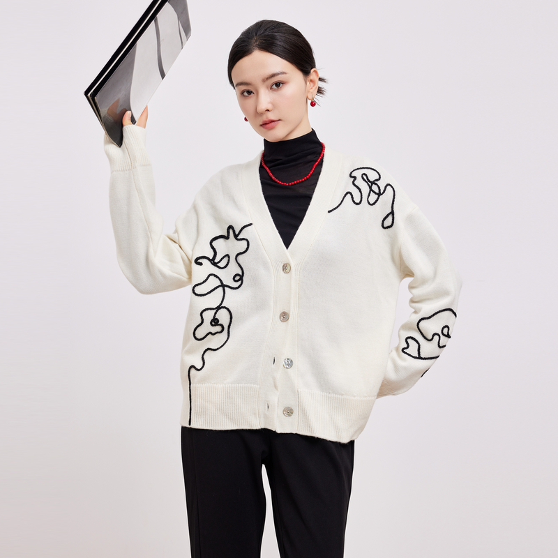 鲁思蒂宽松慵懒长袖针织衫外套