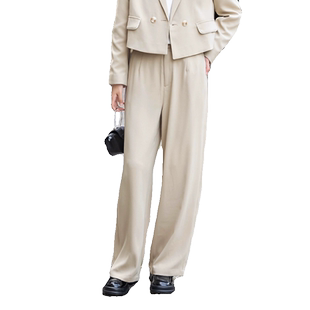 Lucidy/鲁思蒂休闲裤女2024新款春秋宽松显瘦垂感直筒时尚长裤子