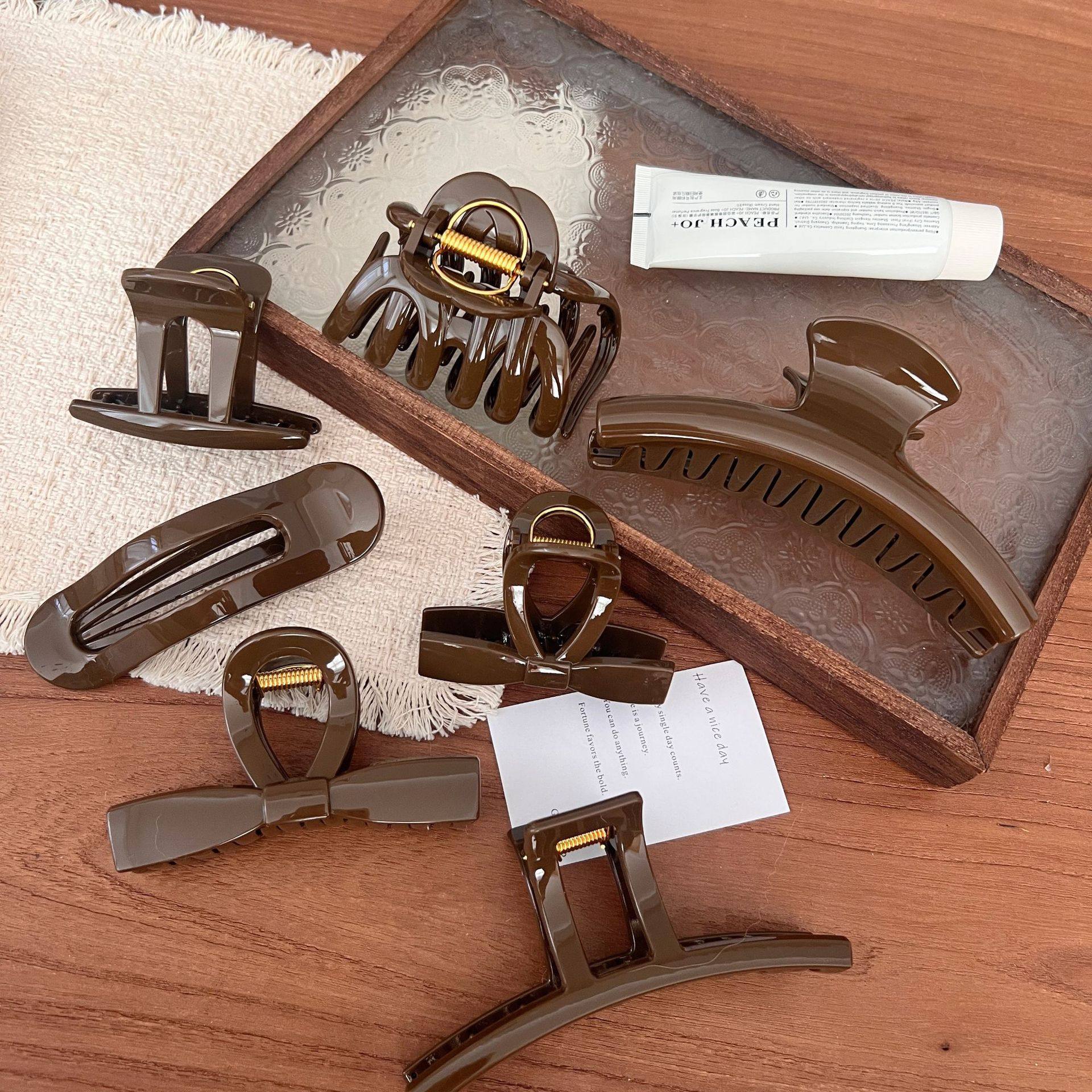 榉木棕~气质简约镂空抓夹一字南瓜鲨鱼夹高级感日韩优雅发抓,饰品/流行首饰/时尚饰品新,民族风发饰,淘宝优惠券,粉丝福利购,淘宝优惠卷