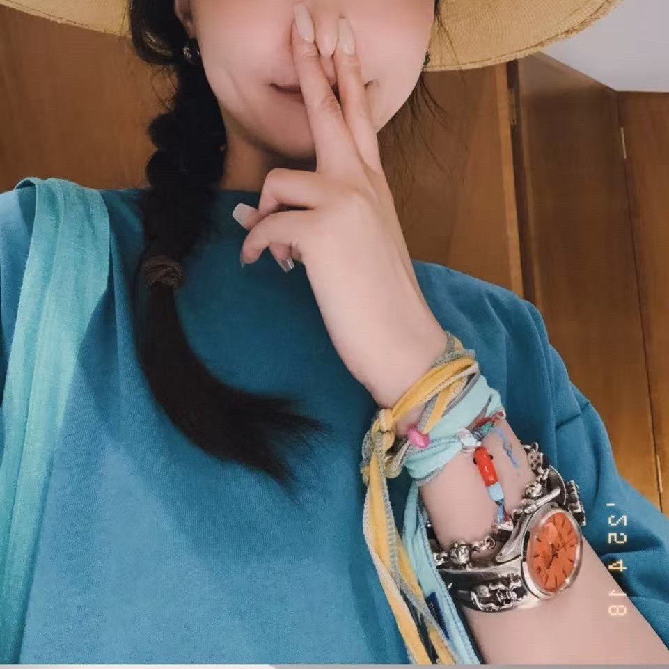 棉麻布艺手工项链民族风彩色百搭缠绕项链手链搭彩石陶瓷坠
