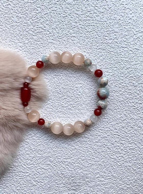 「云海清尘」国风猫眼珠手串清冷感仿玛瑙古风寿山石冷门小众手饰