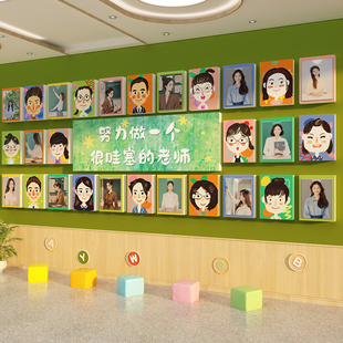 教师风采展示墙贴面资形象简介绍装饰照片幼儿园环创培训机构文化